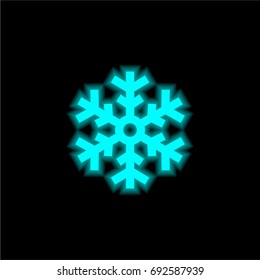 Snowflake blue glowing neon ui ux icon. Glowing sign logo vector