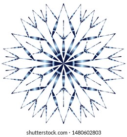 Snowflake with blue gradient shading on a white background. Logo for winter design. Icon snowflakes in the style of complex flat.