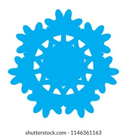 Snowflake blue icon isolated on white background. Xmas snow flake element for winter Christmas or New Year design and decoration. Refrigerator and cold vector symbol or logo