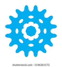 Snowflake blue icon isolated on white background. Xmas snow flake element for winter Christmas or New Year design and decoration. Refrigerator and cold vector symbol or logo