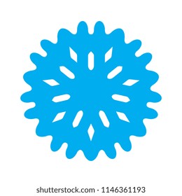 Snowflake blue icon isolated on white background. Xmas snow flake element for winter Christmas or New Year design and decoration. Refrigerator and cold vector symbol or logo