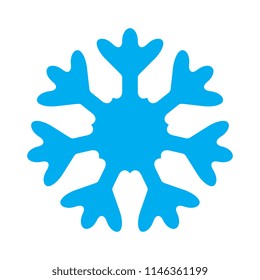 Snowflake blue icon isolated on white background. Xmas snow flake element for winter Christmas or New Year design and decoration. Refrigerator and cold vector symbol or logo
