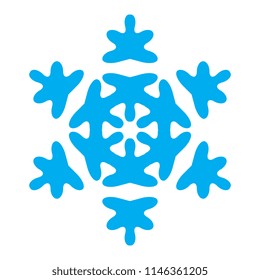 Snowflake blue icon isolated on white background. Xmas snow flake element for winter Christmas or New Year design and decoration. Refrigerator and cold vector symbol or logo