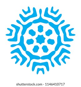 Snowflake blue icon isolated on white background. Xmas snow flake element for winter Christmas or New Year design and decoration. Refrigerator and cold vector symbol or logo