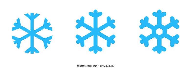 Snowflake blue icon set. Winter snow elements collection. Vector isolated on white