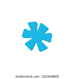 Snowflake blue. Isolated on white background. Vector illustration. For greeting card, invitation, tag, app, design. One element.