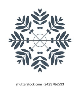 Azul copo de nieve aislado en fondo blanco. Vector.