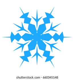 Snowflake. Blue snowflake on the white background. Winter, New Year and Christmas icon