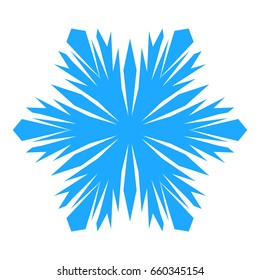 Snowflake. Blue snowflake on the white background. Winter, New Year and Christmas icon