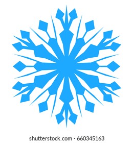 Snowflake. Blue snowflake on the white background. Winter, New Year and Christmas icon