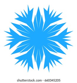 Snowflake. Blue snowflake on the white background. Winter, New Year and Christmas icon