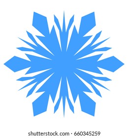 Snowflake. Blue snowflake on the white background. Winter, New Year and Christmas icon