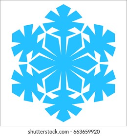 Snowflake. Blue snowflake on the white background. Winter, New Year and Christmas icon
