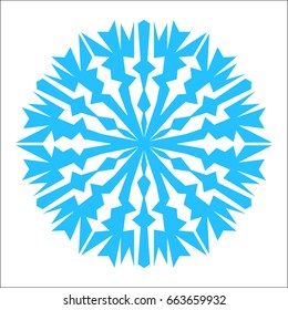 Snowflake. Blue snowflake on the white background. Winter, New Year and Christmas icon
