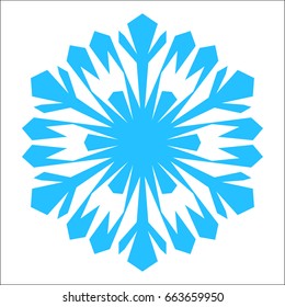 Snowflake. Blue snowflake on the white background. Winter, New Year and Christmas icon
