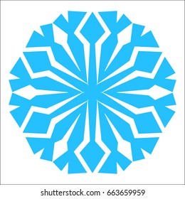 Snowflake. Blue snowflake on the white background. Winter, New Year and Christmas icon
