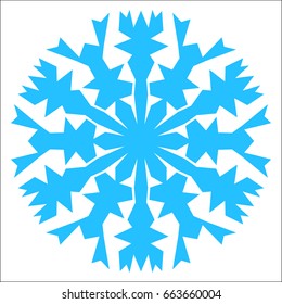 Snowflake. Blue snowflake on the white background. Winter, New Year and Christmas icon
