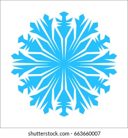 Snowflake. Blue snowflake on the white background. Winter, New Year and Christmas icon
