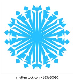 Snowflake. Blue snowflake on the white background. Winter, New Year and Christmas icon
