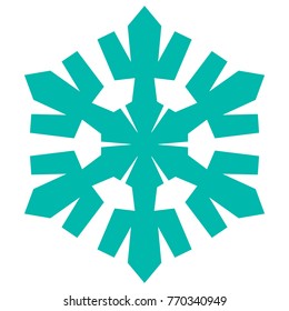 Snowflake. Blue snowflake on the white background. Winter, New Year and Christmas icon