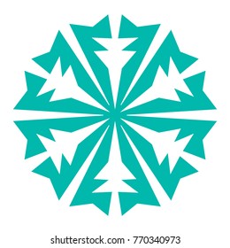 Snowflake. Blue snowflake on the white background. Winter, New Year and Christmas icon