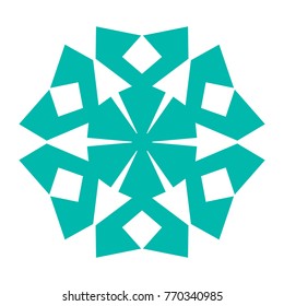 Snowflake. Blue snowflake on the white background. Winter, New Year and Christmas icon