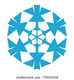 Snowflake. Blue snowflake on the white background. Winter, New Year and Christmas icon