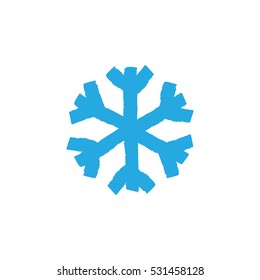 Snowflake Blue Outline Brush Vector Icon