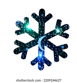 Schneeflocke blaues Sternenlicht. Vektorgrafik