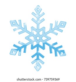 Snowflake. Blue symbol isolated on white background. Vector 3d illustration