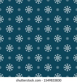 Snowflake blue and white seamless pattern. Seamless winter background.