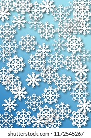 Snowflake blue|white vector vertical background, EPS10.