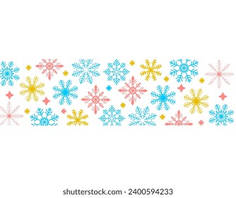 Snowflake border colorful vector illustration.