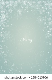 Snowflake border on blue winter background for decoration on winter event or Christmas holiday festival.