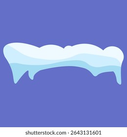 Snowflake border set with cartoon snow cap, frozen pile, and ice drift. Cool effect design with falling snow, blue abstract shape, and horizontal winter elements for greeting illustration.