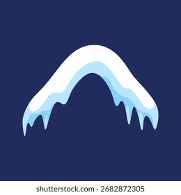 Borde de copo de nieve con gorro de nieve de dibujos animados, pila congelada y deriva de hielo. Conjunto de carámbanos nevados, gorras de nieve Elementos de invierno de Vector Colección de gorras de nieve de dibujos animados y carámbanos en un diseño simple y plano.