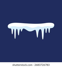 Borde de copo de nieve con gorro de nieve de dibujos animados, pila congelada y deriva de hielo. Conjunto de carámbanos nevados, gorras de nieve Elementos de invierno de Vector Colección de gorras de nieve de dibujos animados y carámbanos en un diseño simple y plano.