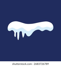 Snowflake border set with cartoon snow cap, frozen pile, and ice drift. Set of snowy icicles, snow caps vector winter elements Collection of cartoon snow caps and icicles in a simple, flat design.
