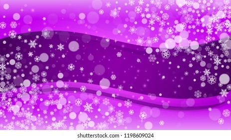 Snowflake border with ultra violet snow. New Year backdrop. Winter frame for flyer, gift card, invitation, business offer and ad. Christmas trendy background. Holiday banner with snowflake border