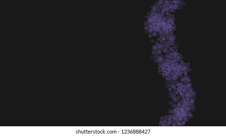 Snowflake border with ultra violet snow. Winter frame for flyer, gift card, invitation, business offer and ad. Christmas background with snowflake border for holiday banner. New Year frosty backdrop
