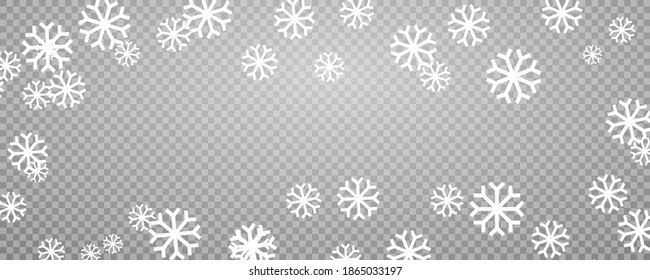 Snowflake Border Vector Christmas Background. Snow Frame Isolated On Transparent. 