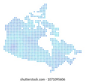 Snowflake Canada Map. Vector geographic map in blue cold colors. Vector composition of Canada Map created of snow dots.