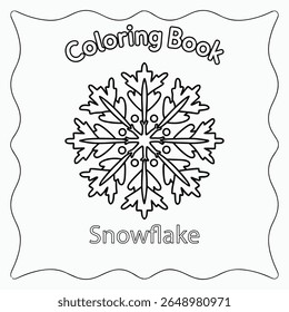 Snowflake Canada Winters Outline Cartoon Coloring Book for Kids.