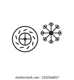 Snowflake and car tire icon vector design illustration.