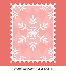 snowflake celebration happy christmas stamp