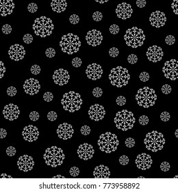 Snowflake chaotic seamless pattern. Fashion holiday graphic background design. Modern stylish abstract texture. Monochrome xmas template for prints, textiles, wrapping, wallpaper. VECTOR illustration
