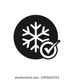 Schneeflocke mit Markierungssymbol flacher Stil isoliert auf weißem Hintergrund. Vektorillustration