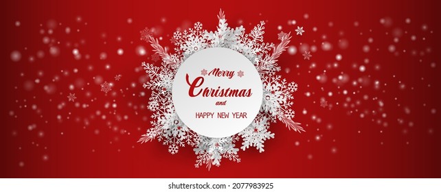 Snowflake with Christmas background design of vector illustration