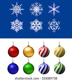 Snowflake and Christmas Bauble Vector Collection