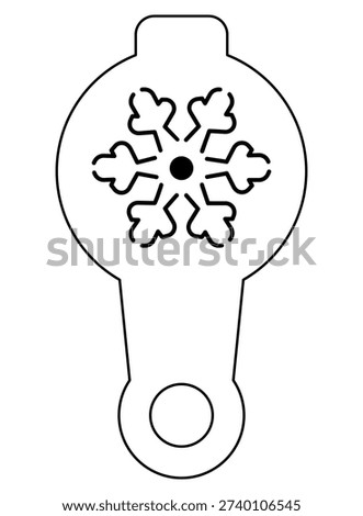 Snowflake, Christmas cappuccino stencil - vector linear silhouette for stencil. Snowflake winter stencil